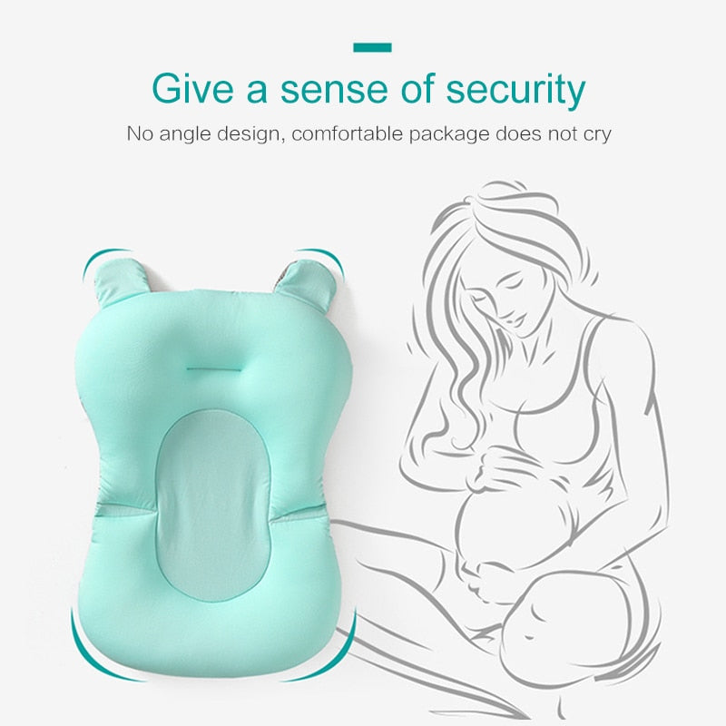 Baby Shower Bath Tub Pad & Chair Foldable Bath Seat Support Mat Newborn Bathtub  Pillow Infant Anti-Slip Soft Comfort Cushion