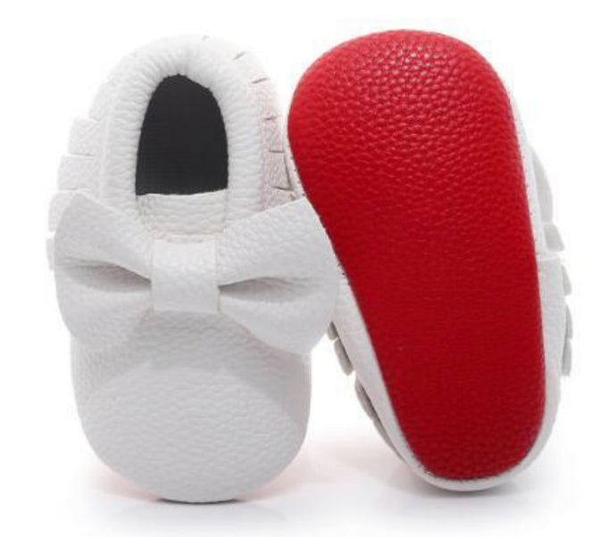 Red Soled White Moccasins