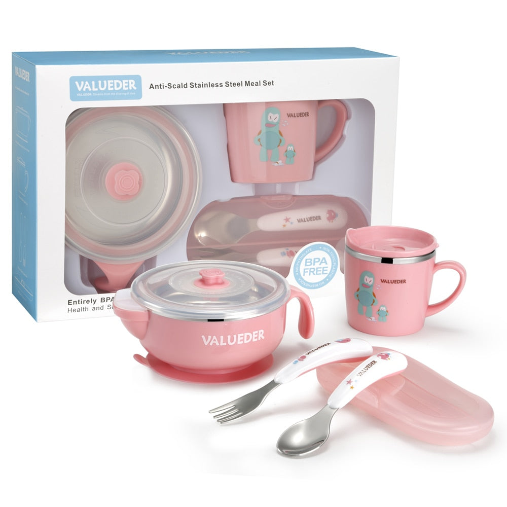 VALUEDER Baby Stainless Steel Feeding set with Baby Feeding Bowl